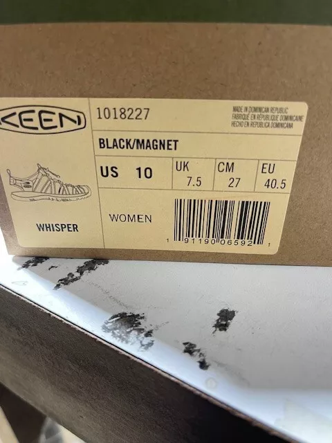 keen whisper sandal womens size 10 in black/magnet