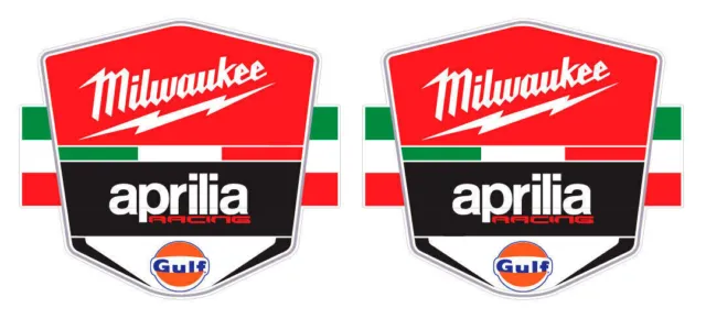 Milwaukee Aprilia Racing World Super Bike Team Aufkleber Stickers X2