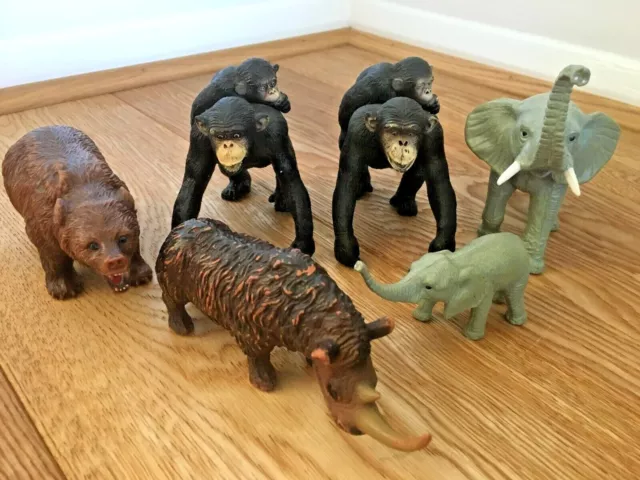 Bundle AAA Wild Animals Zoo & Bullyland Germany Prehistoric Wooly Mammoth Rhino