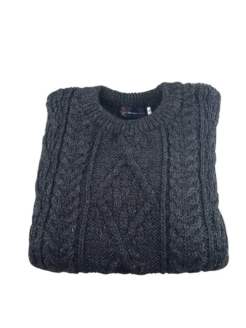 Unisex Auténtica British Wool Arran Jersey - Made IN The Gran Bretaña (Carbón)