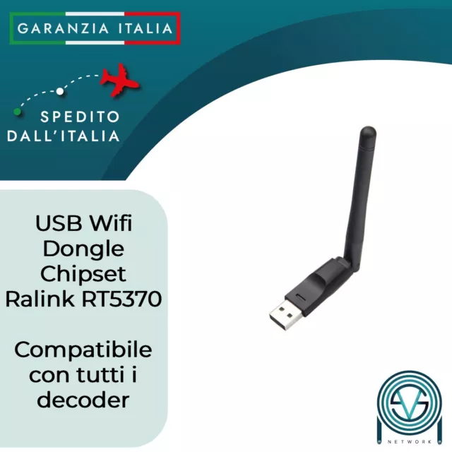 Adattatore USB WIFI 2,4GHz 150Mbps 2dBi 802.11 b/g/n Antenna per PC Decoder Nero