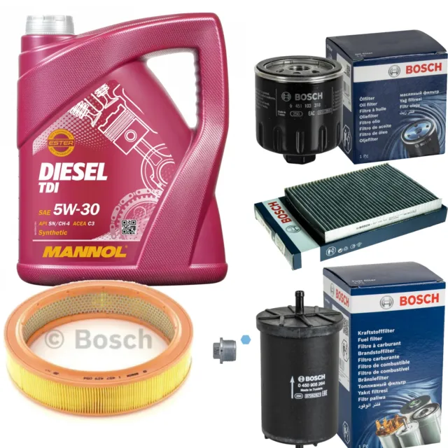 Bosch Inspection Set 5 L mannol Diesel Tdi 5W-30 pour Volkswagen Golf III 1.4