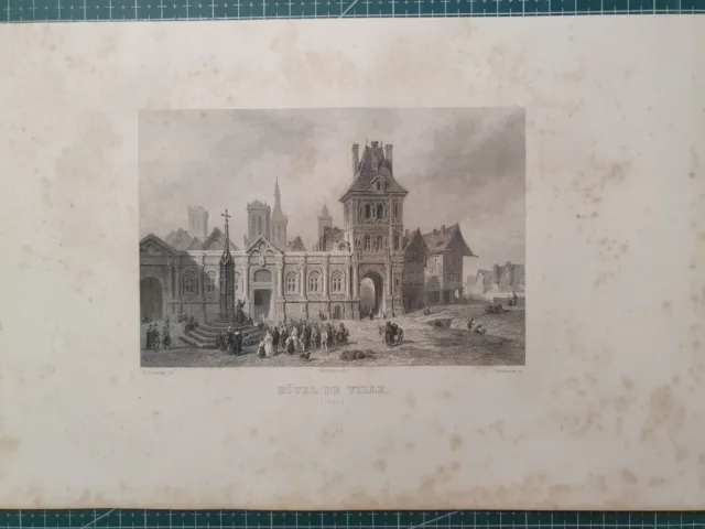 gravure hors-texte originale année 1881 (réf122) Paris Hôtel de Ville en 1580