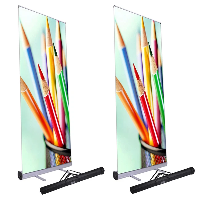 2pcs 33x79" Retractable Roll Up Banner Stand Pop Up Trade Show Display Wholesale