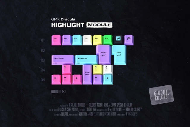 Kit De Keycaps GMK Dracula R1 Complet Avec Kits Erreur, Mode Nuit Et Capuchons RAMA Rouge - Neuf