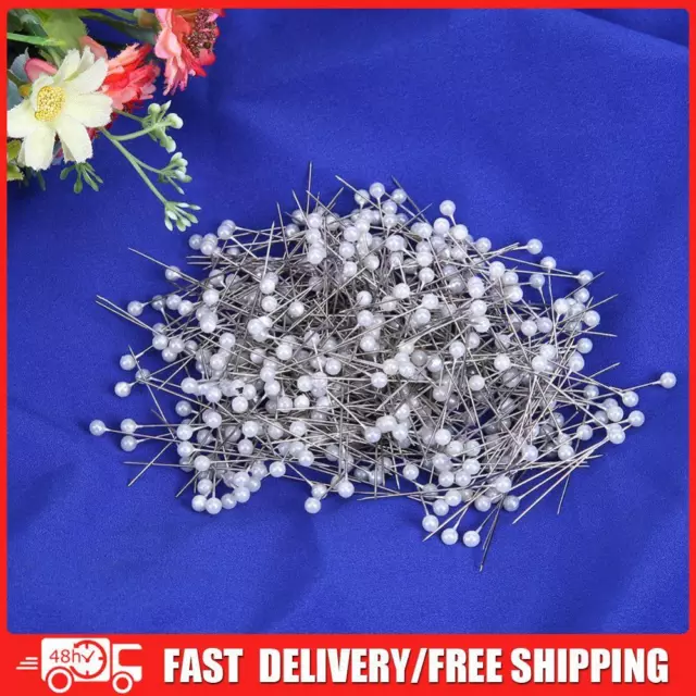 100pcs Round Pearl Head Sewing Needles Stitch Pins Bride Corsage(White)