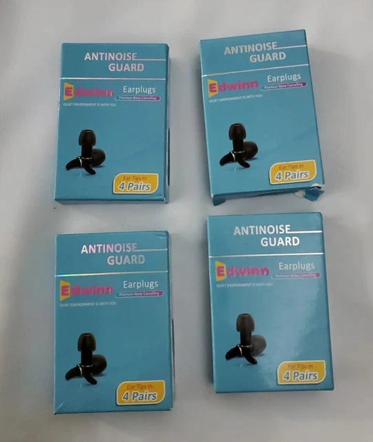 Lot of 4 Packs of Edwinn Antinoise Guard Earplugs (16 Pairs)