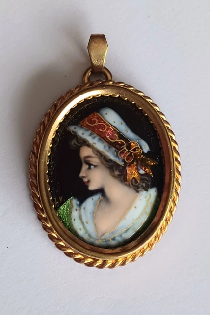 Pendentif Ancien XIXe Métal Doré – Porte-photo Ouvrant, Strass Et Pâte De Verre