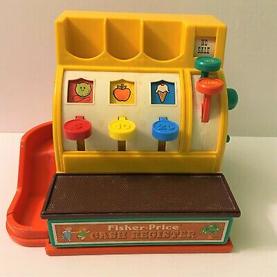 Vintage 1974 Fisher Price Childrens Cash Register with Coins Made in USA - Works