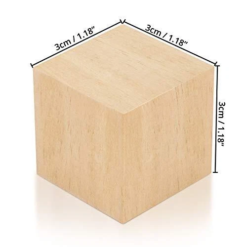 Kurtzy Cube en Bois 30 Pcs - Petit Cube Bois Brut 3x3x3 cm - Bloc Bois Nature...