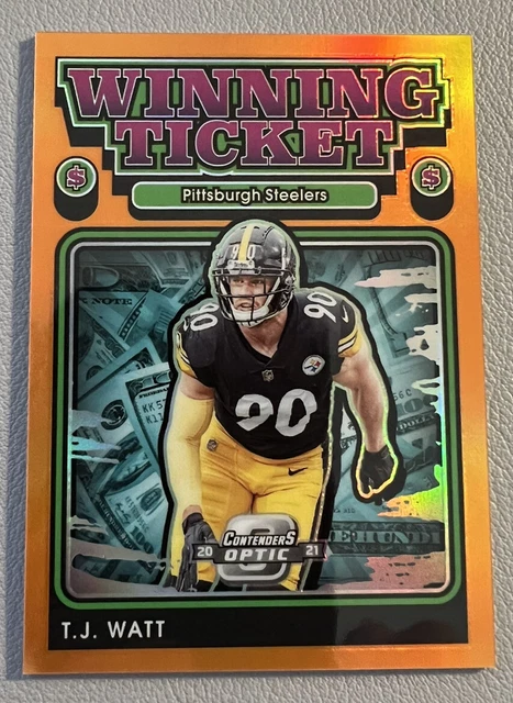 2021 Contenders Optic TJ Watt Orange Prizm Winning Ticket /50 Steelers