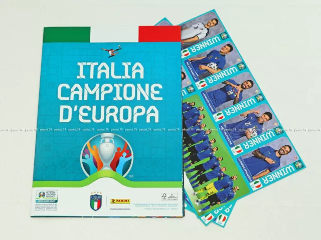 Rare !!! Complete Set + Empty Poster "Italia Campione D'europa 2020" Panini