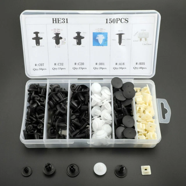 150PCS Car Push Pin Rivets Clip Door Pannel Bumper Repair Fastener Clips Kit RM