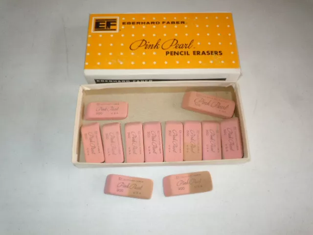 Eberhard Faber Pink Pearl Pencil erasers (11) #300's & One #100 In original Box!