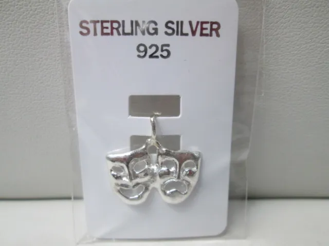 NEW Sterling Silver 925 FACE DOUBLE MASK Charm Pendant