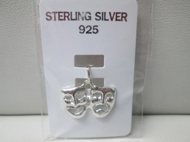 NEW Sterling Silver 925 FACE DOUBLE MASK Charm Pendant