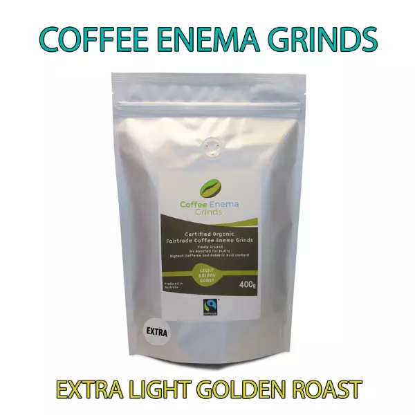 COFFEE ENEMA GRINDS EXTRA LIGHT GOLDEN ROAST ORGANIC GERSON AIR ROASTED 400g AUS
