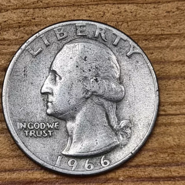 1966 America Washington Liberty Quarter Dollar Coin (No Mint Mark)