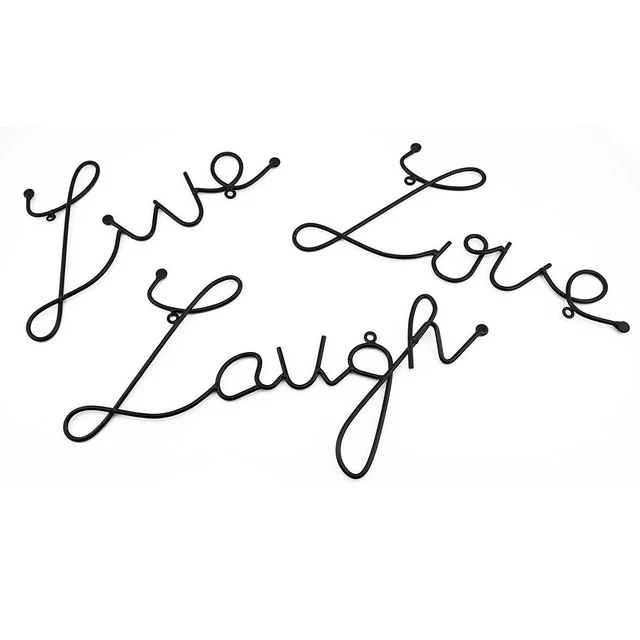 Black Metal Wall Art "LIVE LOVE LAUGH" Set of 3 Wall Art Home Bedroom Decoration