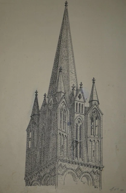 Dessin Original Signé Henri Laffillee - Chapiteau Gallo-romain - Encre