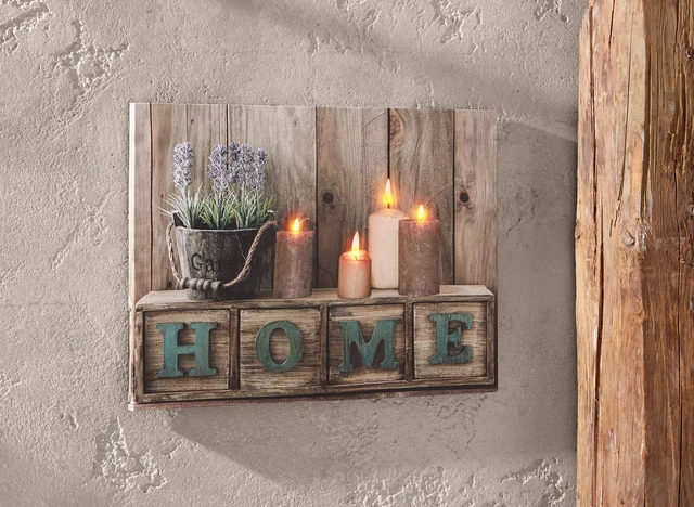 Salvare Set 2x LED-Bild " Casa " Decorazione da Parete Abitare Arte Stile Umore