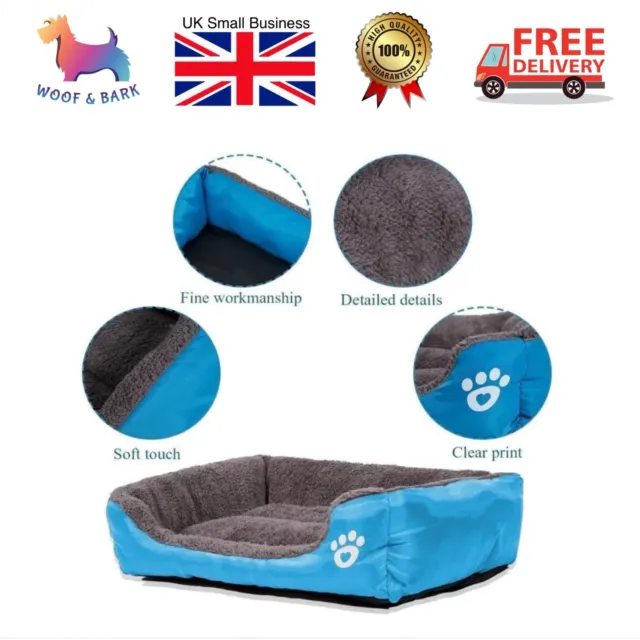 Dog Bed Cat Pet Washable Cushion Soft Warm Calming Small Medium Large Basket UK