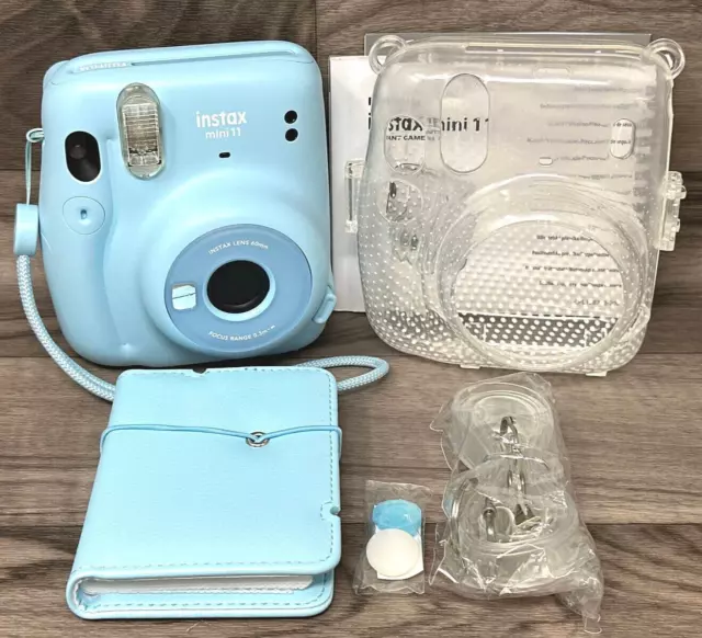 Fujifilm Instax Mini 11 Colour Instant Film Camera Sky Blue With Album & Case