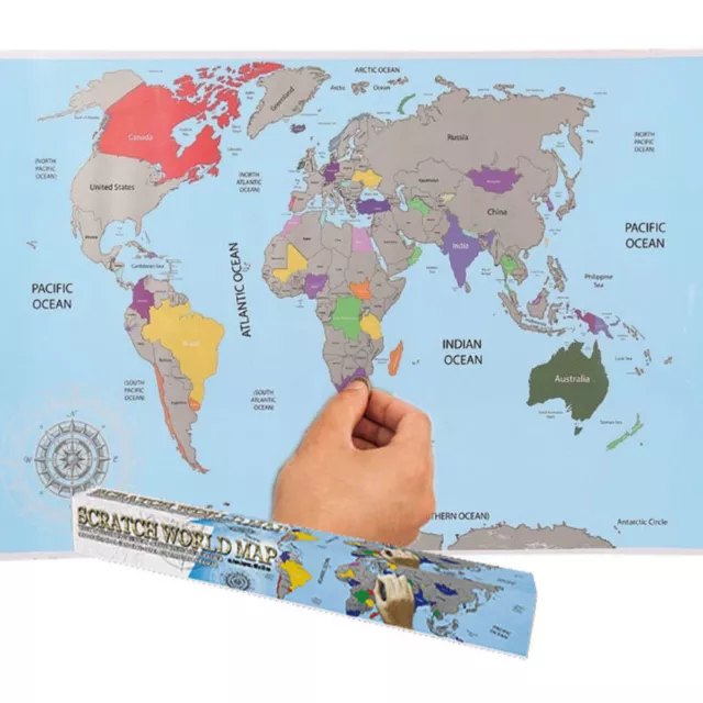 Scratch Off World Map Personalised Travel Holiday Wall Paper Poster Decor Gift