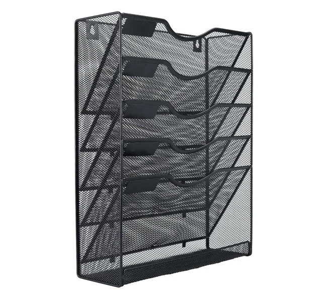 Mesh Wall Hanging File Organizer Holder 5 Tier Vertical Pocket