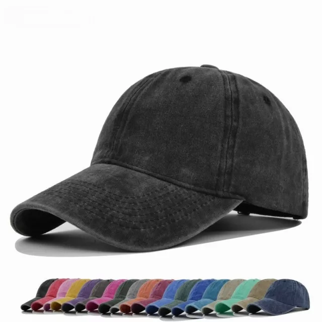 Men Plain Washed Cap Style Cotton Adjustable Baseball Cap Blank Solid Hat Casual