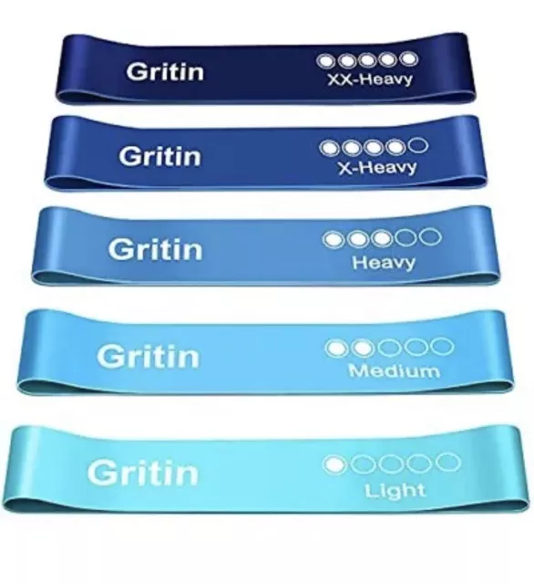 Gritin Resistance Bands, [Set of 5] Skin-Friendly Resistance Fitness Exercise