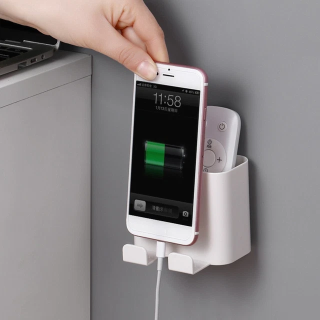1X Wall Mounted TV Air Conditioner Remote Control Holder Hanger Phone Plug Stand