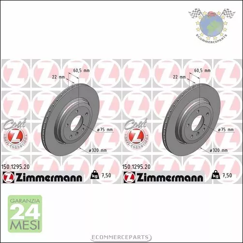 Kit 2x dischi freno Zimmermann COAT Z Posteriore per BMW 3 E46 330