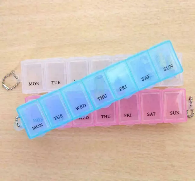 7 Day Pill Dispenser Medicine Tablet Storage Organiser Case Weekly Box UK Small