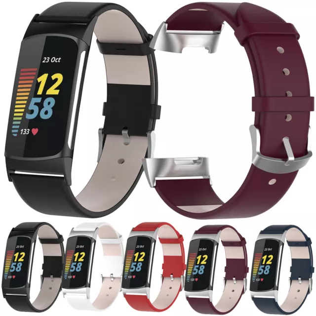 Replacement Leather Wrist Band Strap Bracelet For Fitbit Charge 6 5 Smart Watch