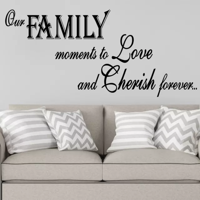 Our Family Moments to Love and Cherish Quotes Living Room Wall Stickers  50ee UK