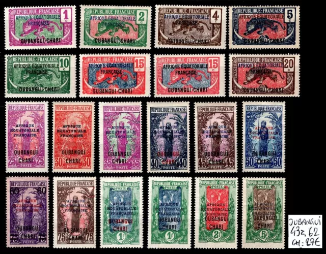 OUBANGUI : Série 43 à 62, Neufs * = Cote 27 € / Lot Timbres Colonies