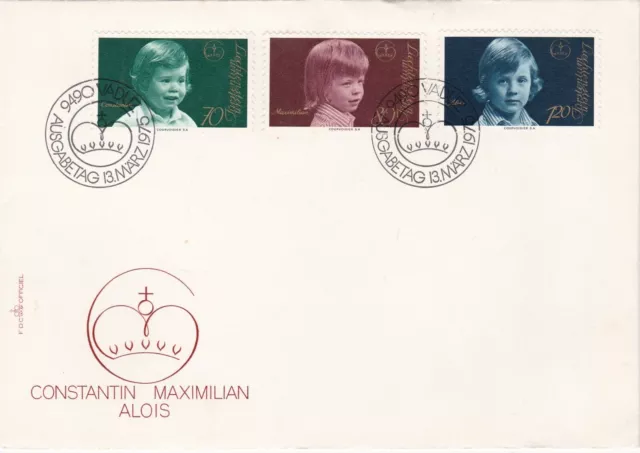 1975 Liechtenstein FDC cover Prince Constantin, Maximilian, Alois