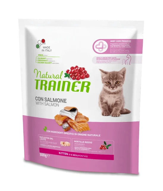 x12 Natural Trainer Cibo Secco  Kitten con salmone Gatto Croccantini