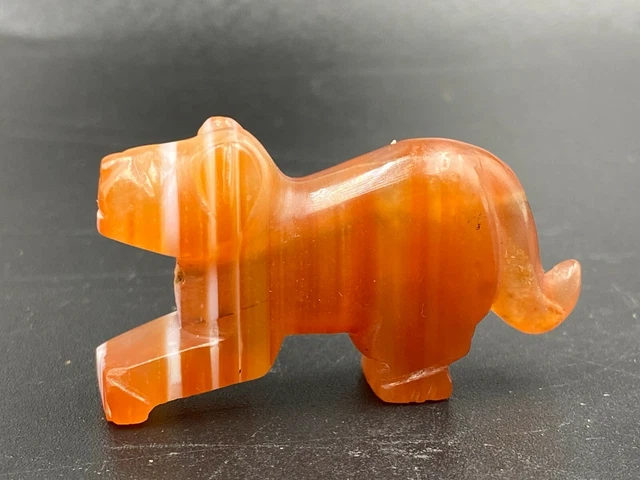 Antique Carnelian Agate Tiger Figure Bead Pendant From Ancient Pyu Culture Burma