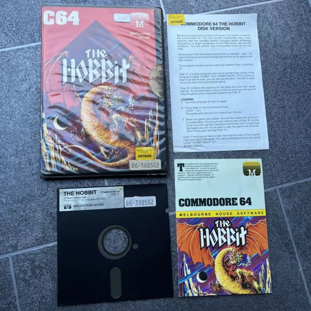 Clam Cased Melbourne House The Hobbit Commodore 64 Disk - Tested Working 1985