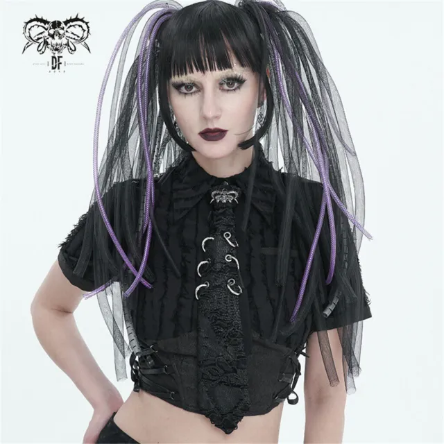 Devil Fashion Women Black Gothic Punk  Skull Ring Decoration  Stylish Necktie