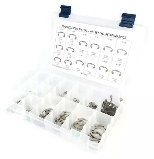 Stainless Steel SE Style External Snap Retaining Ring Kit - 456 Piece - 14 Sizes