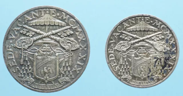 Sede Vacante 5 E 10 Lire 1939 Roma Silver Coin Numismatica Citta' Del Vaticano