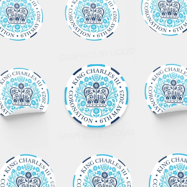KING CHARLES CORONATION Official Logo Stickers Party Labels Street