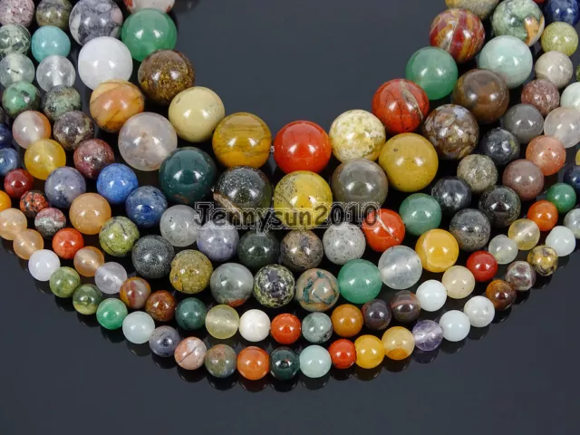 Natural Mixed Jasper Gemstone Round Spacer Beads 15.5'' 4mm 6mm 8mm 10mm 12mm