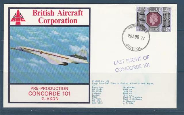 ( enveloppe vol Concorde British Airway  pré production du 001 en 1977