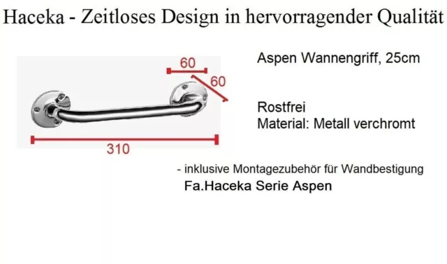 Wannengriff. Metall verchromt rostfrei Fa. Haceka Serie Aspen Neu & OVP