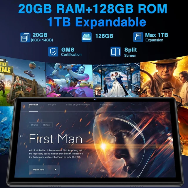 GOODTEL 2026 Tablet 10 Pollici 14GB RAM+128GB ROM (1TB TF), Android Octa- Core, 5G + 2.4G WiFi, Bluetooth 5.0, GPS, 8000mAh, GMS Certified, 8MP+5MP, Tablet PC con Custodia, Tastiera e Mouse, Nero
