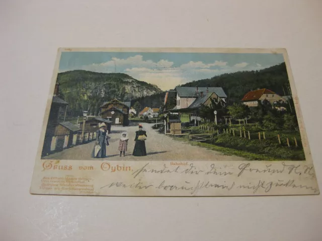 alte AK, 1904, Gruß aus Oybin, Bahnhof